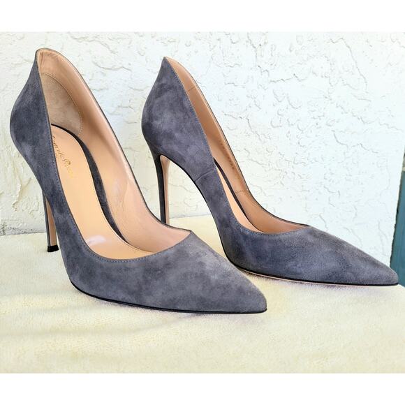 Gianvito Rossi Ellipsis Gray Suede $800 Pumps 105mm Heels NWOT EU 41 US 9 1/2 - Picture 14 of 16